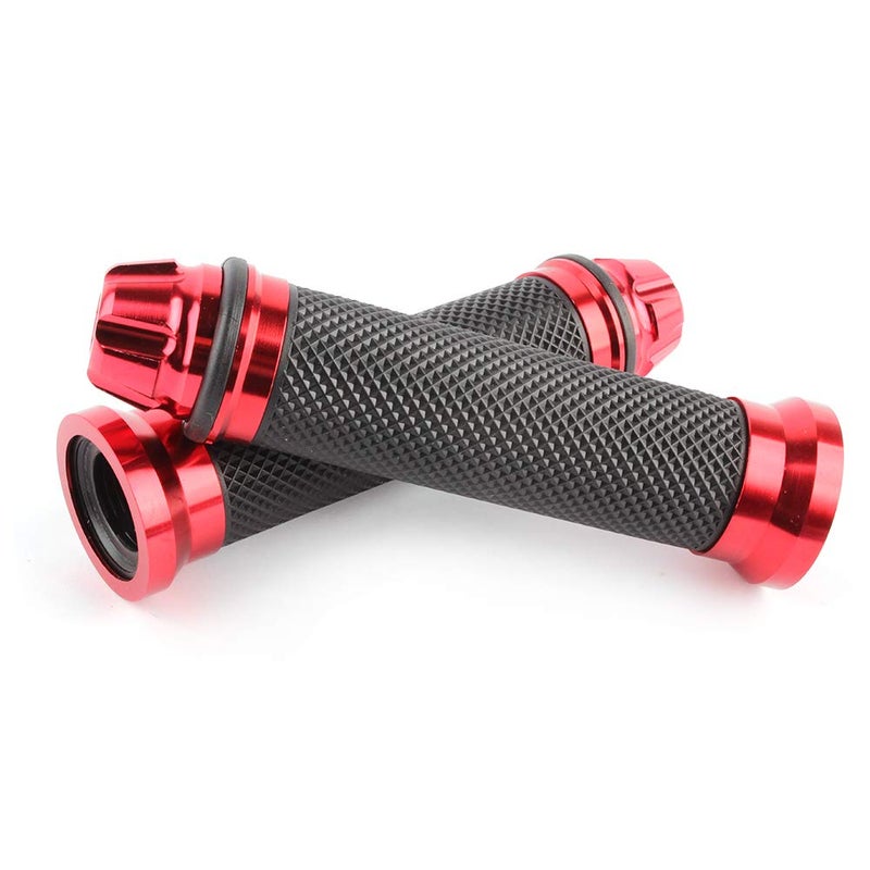 MISS MOLY Motorcycle 7/8" CNC Hand Grips Aluminum Rubber Gel Handlebar for Sport Bike(Red) - Image 2